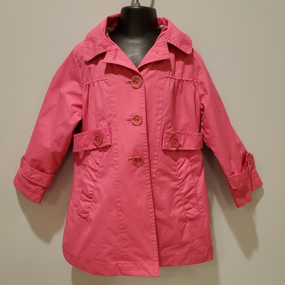 London Fog Pink Raincoat with Sparkling Buttons - Picture 2 of 13